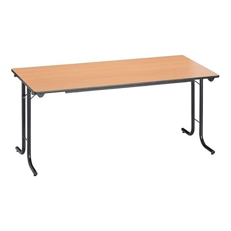 Table rectangulaire pliante plateau hêtre L 160 x P 70 cm - Classique - piétement noir - Maxiburo (1/2)
