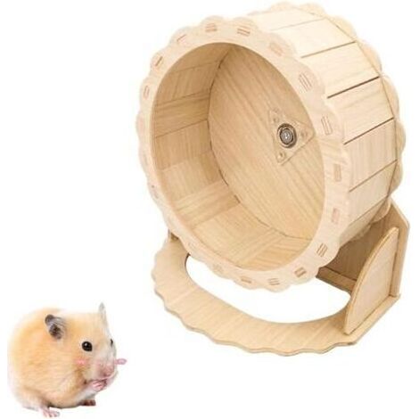 Roue de Hamster Roue d'exercice Silencieuse en Bois,Roue Hamster Roue de Course pour Hamster,Roue d'exercice pour Hamster Roue Bois Hamster Roue d'exercice pour Hamster,21cm (1/5)