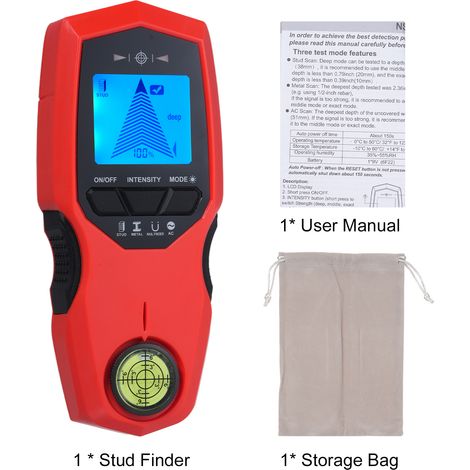 Multifunktionaler Wandständer-Scanner mit LCD-Bildschirm, Wasserwaage und Sensor für Metall und Holz, netzbetrieben, Tiefenscan, Ständersuche und -erfassung 852.