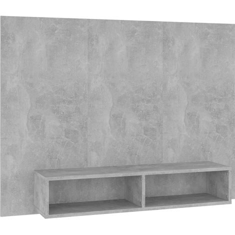 vidaXL Mueble de TV de pared contrachapado gris hormigón 120x23,5x90cm (1/2)