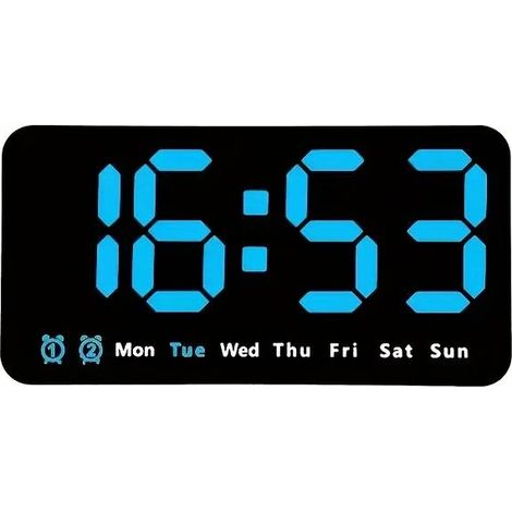 Grande orologio digitale da parete con controllo vocale, dotato di indicazione di temperatura, data, calendario settimanale, funzione di sveglia ritardata e doppia sveglia da tavolo/24 ore. (1/5)