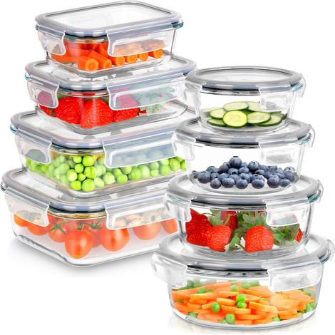 Contenitori per alimenti in vetro con coperchio e guarnizione, 8 pezzi. (1/5)