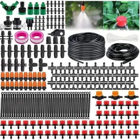 Crea – 340-teiliges automatisches Bewässerungssystem – Komplettset 55 m + 15 m – Verstellbare Tropfer für Garten, Gemüsebeet, Gewächshaus (1/2)