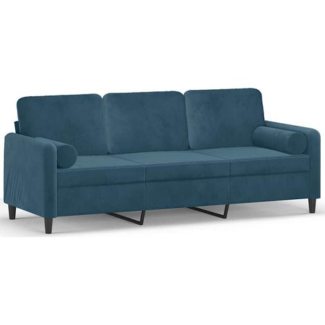 Maison Exclusive - Divano a 3 Posti con Cuscini Blu 180 cm in Velluto
