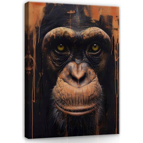 Peinture singe gorille animaux sur toile Murale pour chambre salon 40x30 (1/3)