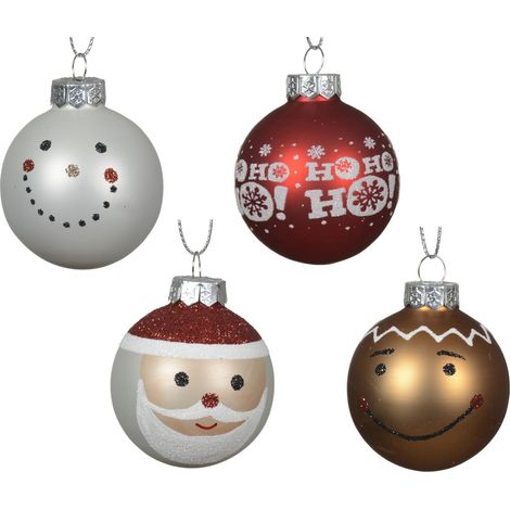pallina di natale in vetro decorata D 4,5 cm colori modello assortito Peraga Christmas