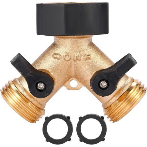 Y Stück Wasserhahn 3/4" Wasserhahnverteiler Wasserverteiler Außenwasserhahn 2 Wege Wasserverteiler Messing G 3/4" Wasserverteiler mit Zubehör Eur (1/5)