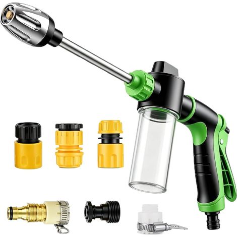 High Pressure Water Pump with 3 Adjustable Handles and Portable Design, Spray Gun and High Pressure Lance for Garden Hose, Multifunctional High Pressure Nozzle. (1/5)