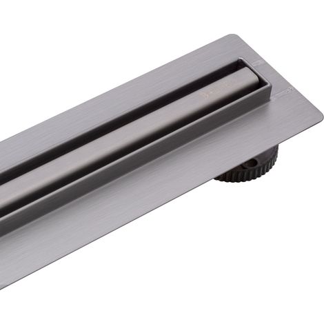 Balneo Caniveau de douche linéaire fin Slim & Low ProLine 100 cm - Acier inoxydable AISI 304 Gun Metal (gris foncé) - Siphon, tapis d'étanchéité (1/5)