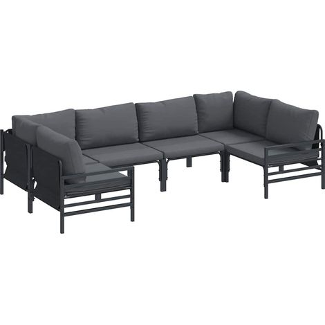 Maison Exclusive - Set Divano da Giardino con cuscino 6 pcs Nero Acciaio (1/5)