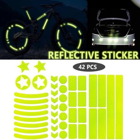 42 autocollants réfléchissants - accessoires de vélo - Autocollants réfléchissants - Convient aux motos, fauteuils roulants et scooters - Vert - Autocollants auto-adhésifs verts (1/5)