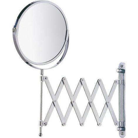 Miroir cosmétique mural à bras télescopique orientable, surface de miroir de 16 cm de diamètre avec grossissement 300 %, en acier (1/5)