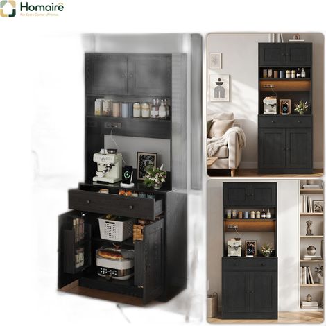 Sideboard aus MDF schwarz 72 x 40 x 180 cm HOMAIRE (1/5)