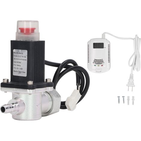 Soupape de sécurité gaz avec alarme de fuite, détecteur de fuite liquide et gaz, vanne d'arrêt d'urgence, kit AC90‑240V, prise US (1/5)