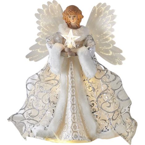 Eosnow Weihnachtsbaumschmuck Golden Angel Doll Top Star LED-Licht