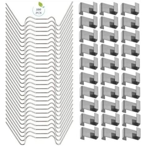 100 PCS Clips de serre pour verre, Clips de fenêtre de serre en acier inoxydable Accessoire pour serre(50 PCS 304 Clips de fil en acier inoxydable W, 50 PCS de chevauchement en acier inoxydable (1/4)