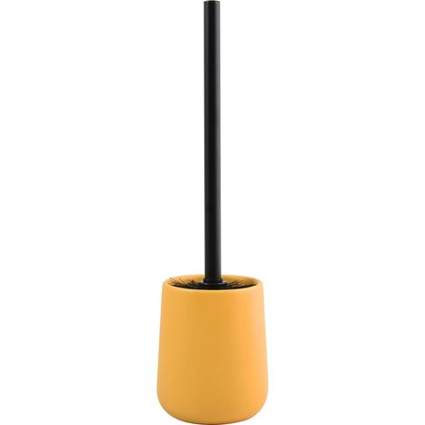 Brosse WC avec Support Céramique Modèle MAONIE Poils Résistants à l'usure 10,4 x 38,8 cm à Poser Serviteur WC Non Fixe Design Classique et Élégant Safran Mat (1/3)