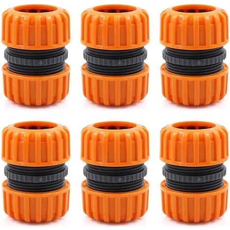 Kit de réparation de tuyau d'arrosage - 6 pièces pour raccorder 19 mm (3/4"), pour un raccordement facile et rapide ou un tuyau de réparation outils, jaune (1/4)