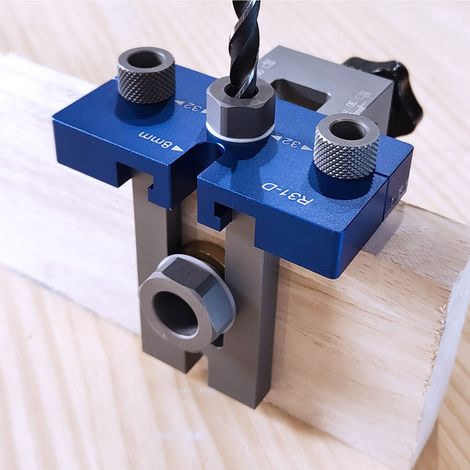 Outil de perçage et de positionnement à roue excentrique trois en un pour colombes en bois rond (1/5)