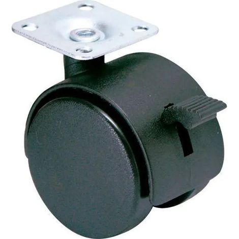 TWINY-Rolle mit Bremse D. 40 mm mit schwenkbarer Platte, Höhe 56 mm