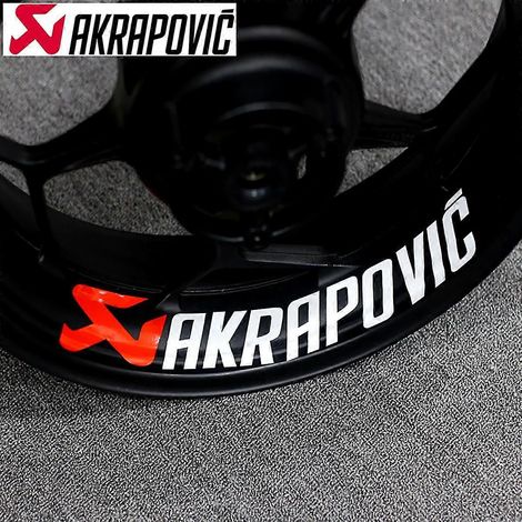 1 paire d'autocollants Akrapovic en vinyle pour pot d'échappement, silencieux, embout, réservoir, casque, logo, couleur : jante (1/4)