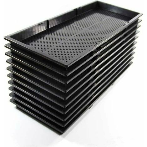 Vassoio per piantina riutilizzabile in plastica da 10 pezzi Vassoio per semina nero per la germinazione delle piante in serra idroponica