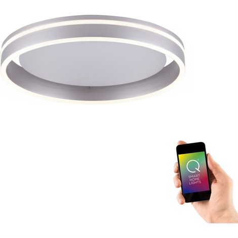 Paul Neuhaus Q-Vito Plafonnier semi-encastré à LED intégré en acier, 1 LED 27 W, intensité variable 2 700-5 000 K (1/5)