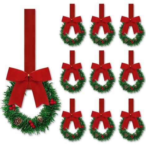Guirlande De Noël - 10 Pièces - Diamètre 15 Cm - Pour Armoire De Cuisine Porte Fenêtre Intérieur Extérieur - Faux Feuillage En Soie (1/5)