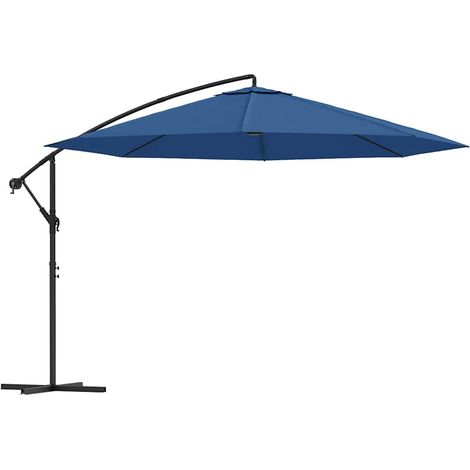 Parasol déporté avec mât - Parasol de Jardin Parasol de balcon en aluminium 350 cm Bleu BV949761 - BonneVie (1/5)