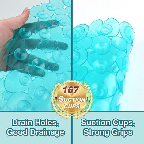 Tapis de bain antidérapant pour baignoire de salle de bain, 35 cm x 68 cm, tapis de bain pour baignoire qui se sent bien sur les pieds fatigués, tapis de douche écologique lavable (1/4)