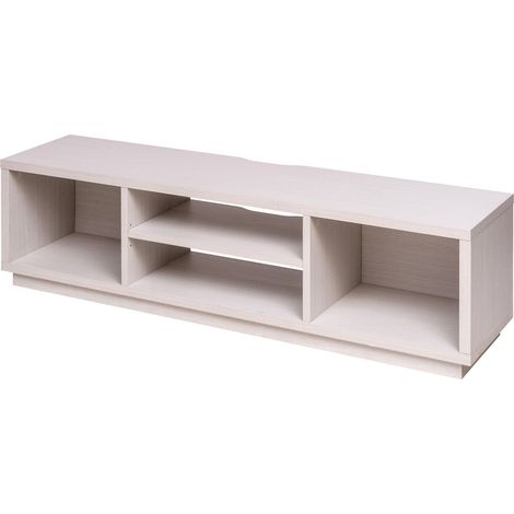 Iris Ohyama, TV-Möbel, TV-Schrank, TV-Bank, TV-Halterung für Bildschirme bis zu 65 Zoll, 4 Regale, Kabelauslass, Schlafzimmer, Wohnzimmer - TV Cabinet Standard OTS-150S - Eiche weiß
