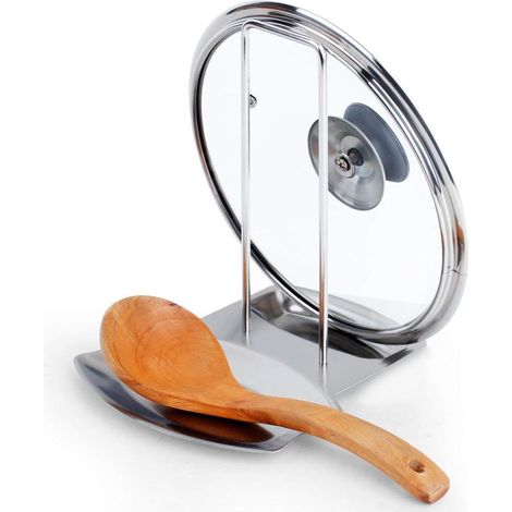 Support Couvercle Repose Cuillère Couteaux Cuillères Fourchettes Spatule en Acier Inoxydable Repose Couvert Porte Couvercle Ustensile Divers de Cuisine Mettre de l'Ordre dans Votre Cuisine