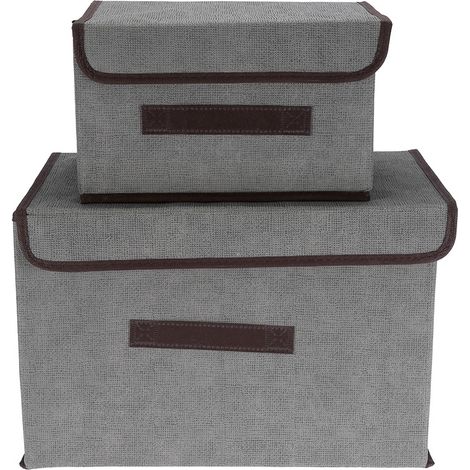 Zusammenklappbare Aufbewahrungsbox mit Deckel für Kleidung, Bücher, Spielzeug - 2 Stück (Grau) (1/5)