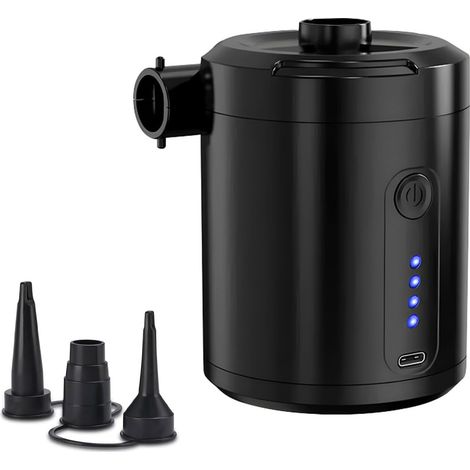 Pompe à air électrique portable pour structures gonflables, gonfleur-dégonfleur alimenté par batterie 5200 mAh avec 4 buses pour matelas, piscine, lit, canapé (1/5)