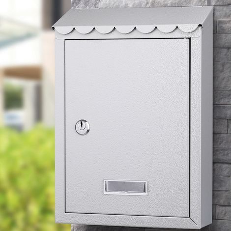 TRADE SHOP - Cassetta Postale Parete In Acciaio Buca Lettere Posta Esterno Con Chiave Grigio - (1/5)