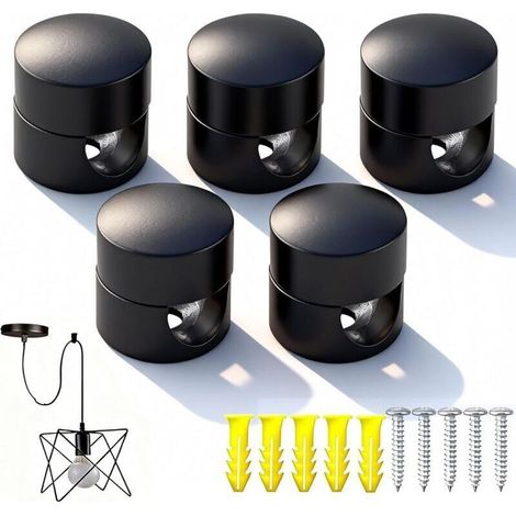 5 Pièces Accroche Cable Plafond, Supports Câbles Plafond Réglables, Organisateur de Cable, pour Suspensions Textiles, Luminaires et Fixations au Plafonds Noir