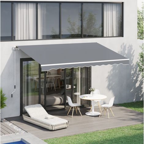 Tenda da sole avvolgibile in alluminio bianca con manovella manuale, protezione UV (1/5)