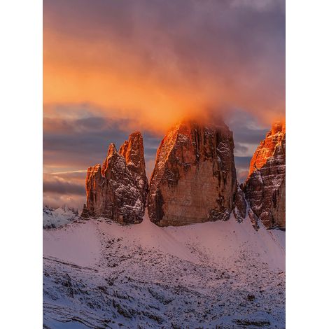 Papier peint panoramique montagne sommet | Tapisserie panoramique italien chambre & bureau | Papier peint panoramique rouge & blanc effet soleil - 192 X 260 cm (4 pièces) (1/2)