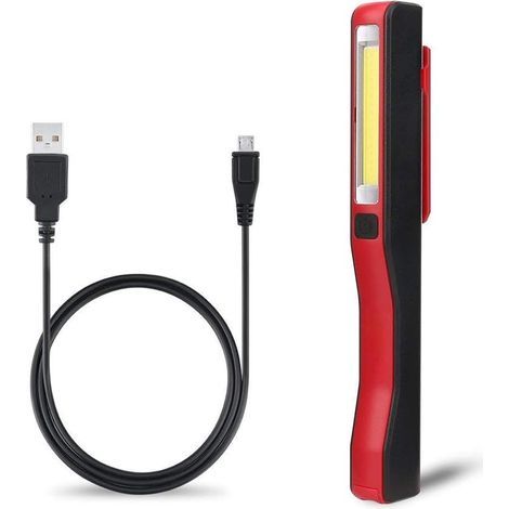 Lámpara de inspección LED - Lámpara de trabajo LED recargable, linterna de bolsillo LED COB súper brillante con clip magnético para el hogar, taller, coche, camping, uso (1/5)