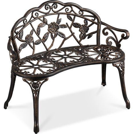 Homevive Banco de Exterior para Jardín Banco de Terraza de 2-3 Plazas con Reposabrazos y Respaldo Decorativo para Terraza Balcón Patio Asiento de Parque de Vintage, 99,5 x 57 x 78,5 cm