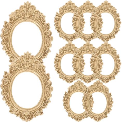 10 manualidades de mini marcos de fotos de resina para hacer tú mismo, decoraciones para fundas de teléfono, marcos de fotos ovalados retro (1/2)