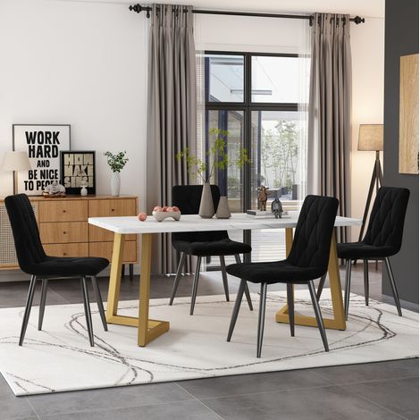 Set tavolo e sedie 1 tavolo rettangolare 117 x 68 cm e 4 sedie HAVRYA (1/5)