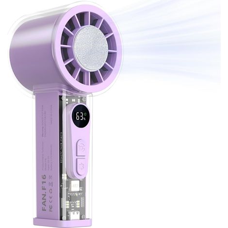 4000 mAh Ventilateur turbo portable avec refroidissement à glace, batterie de , affichage numérique, parfait pour les voyages, les activités en plein air, excellent cadeau pour hommes et
