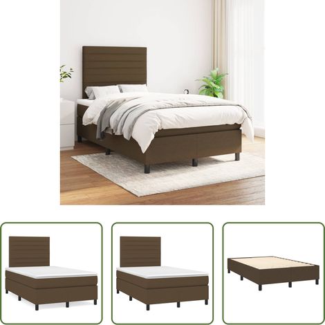 vidaXL Kopfteil - Boxspringbett mit Matratze Dunkelbraun 120x200 cm Stoff (1/5)