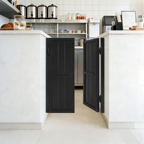 Selbstschließende Café-Schwingtüren – doppelt wirkende Massivholz-Eingangstür für das Wohnzimmer, Halbtür für Küche, Bar und Flur – schwarz, 81 x 107 cm – Trennungslösung (1/5)