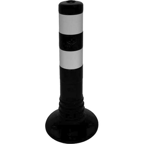 Schake Flexipfosten Ø80mm in schwarz mit weiß reflektierenden Streifen und Dübelbefestigung aus PUR 450mm hoch