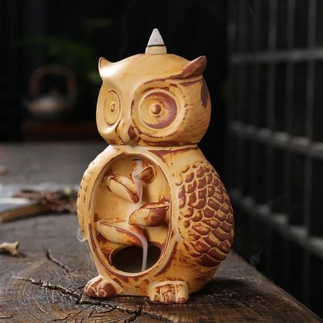Brûleur D'Encens - Céramique Résistante À La Chaleur - Forme De Hibou - Pour Aromathérapie Et Décoration Intérieure - 1 Pièce (1/4)