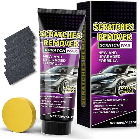 Efface Rayure Voiture, Anti Rayure Chiffons Nano et Éponge, Polish Voiture Rayure, Crème Réparation Carrosserie pour Micro-Rayures et Vernis, Kit Polissage Auto (1/5)