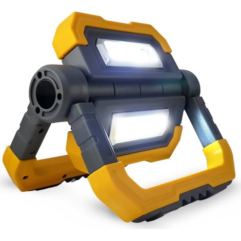 Projecteur de chantier professionnel Kraft Müller KM-10W, rechargeable 10W à LED, pivotable, Batterie 3.7V 5000mAh, Powerbank