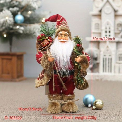 Figurine Père Noël - 30 cm - Bottes en fourrure - Décoration intérieure - Collection festive (1/5)